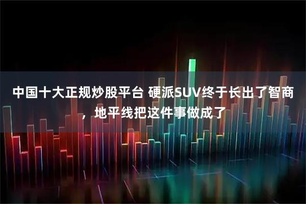 中国十大正规炒股平台 硬派SUV终于长出了智商，地平线把这件事做成了